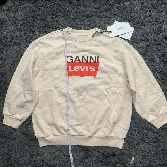 ▪️NWT GANNI✖️LEVI'S Logo-print French cotton-blend terry sweatshirt - Picture 11 of 12